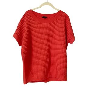 Lafayette 148 Orange Boxy Short Sleeve Top Small Textured Knit Crewneck